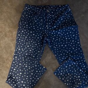 Heart print jeans